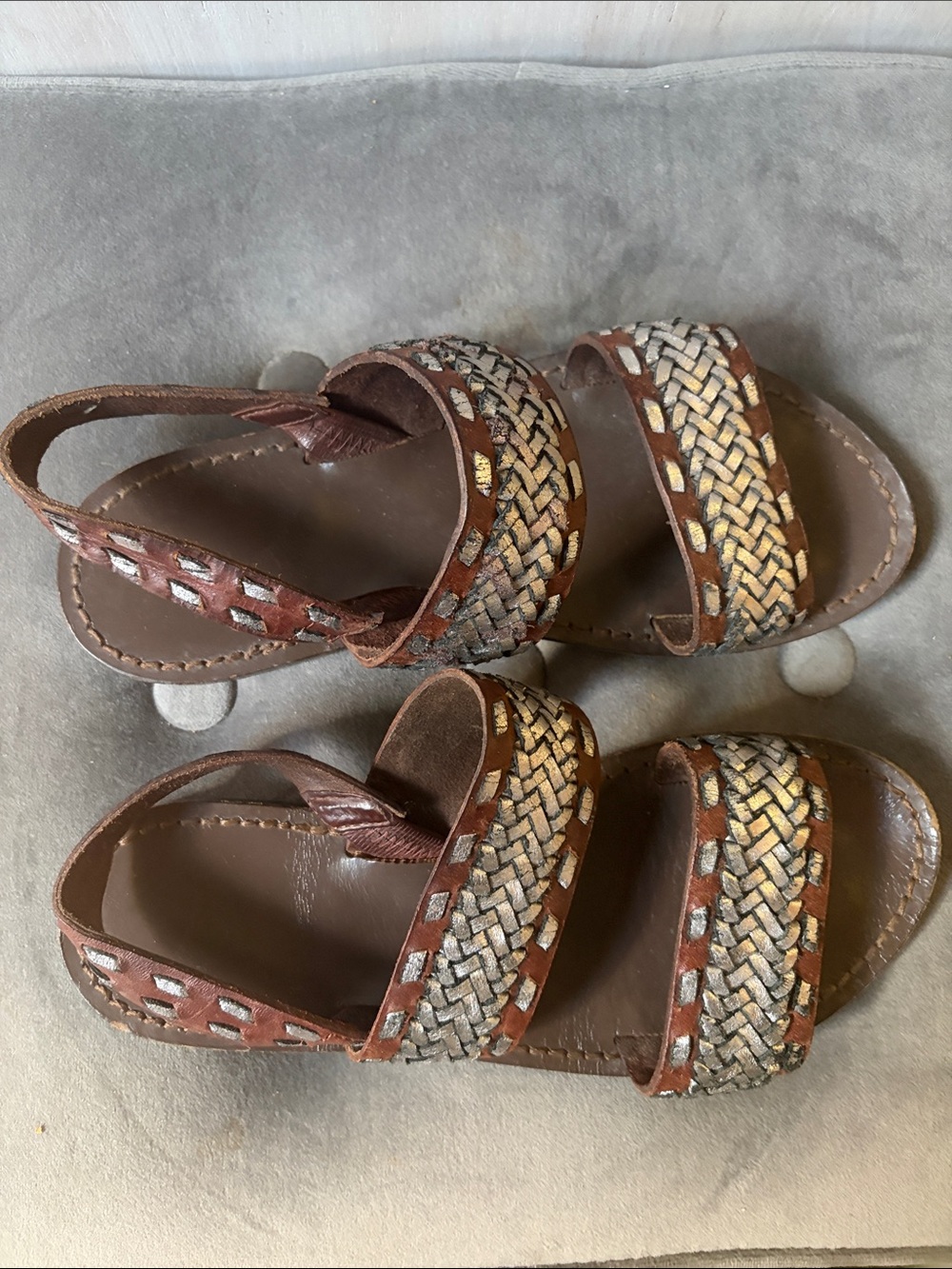 Maje Brown Braided Leather Women's Slingback Sandals